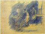 Picasso and S. Junier-Vidal sitting near Celestina